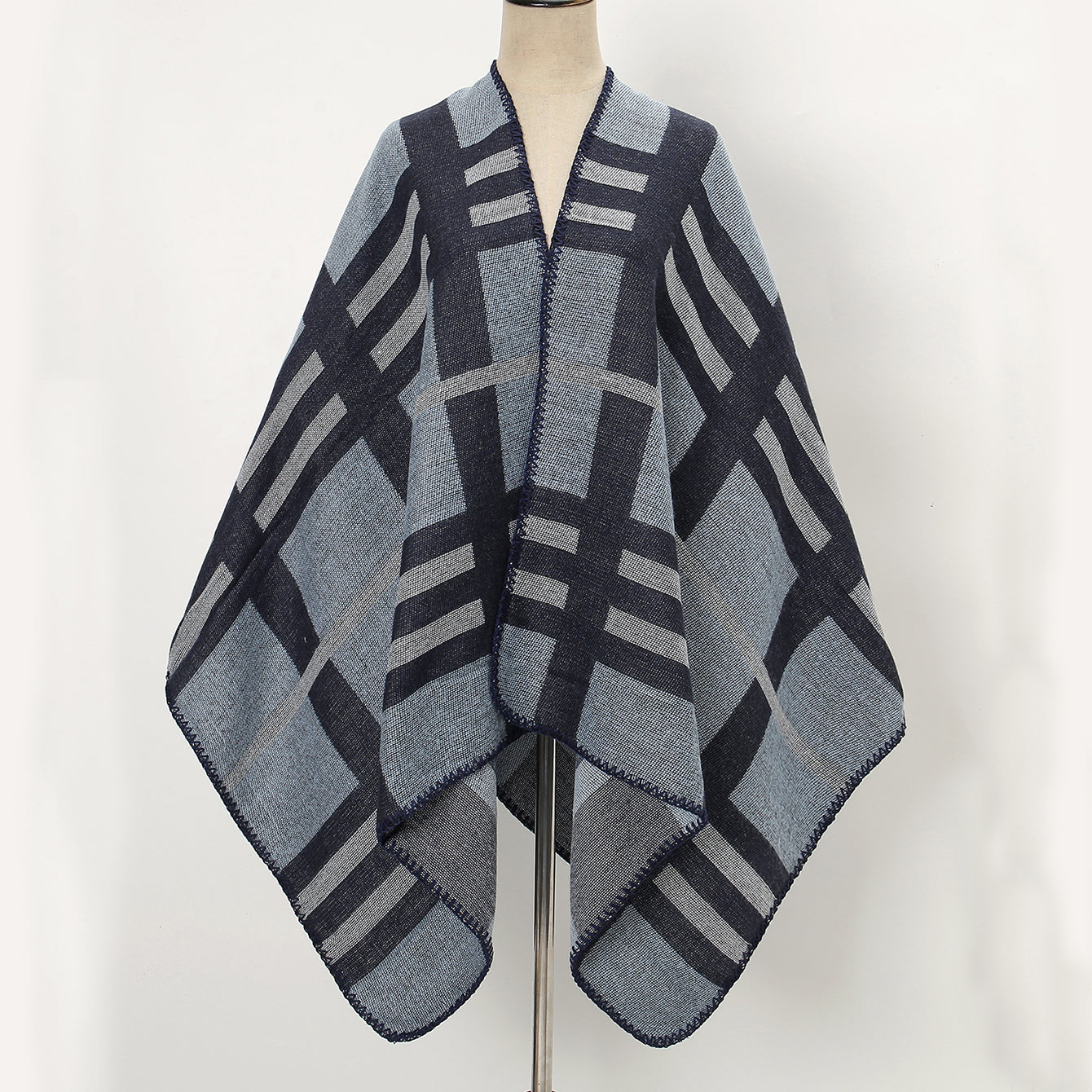 Dark Plaid Scarf Winter Warm Large Blanket Shawl Casual Wrap Accessory