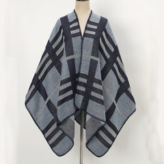 Dark Plaid Scarf Winter Warm Large Blanket Shawl Casual Wrap Accessory