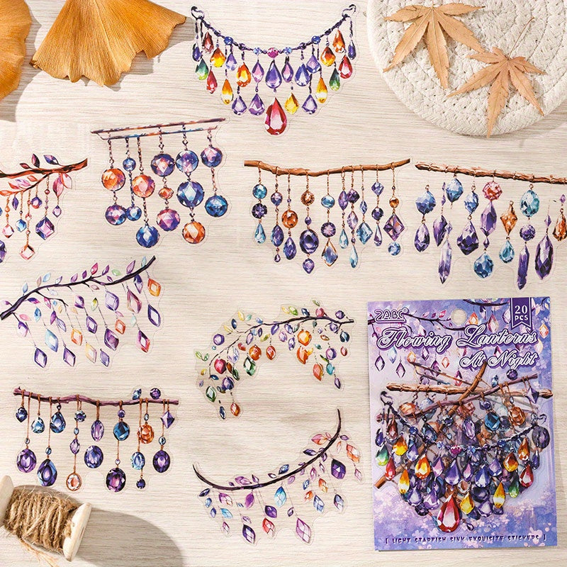 20pcs Retro Colorful LED Strip Stickers Transparent Waterproof for Scrapbooking
