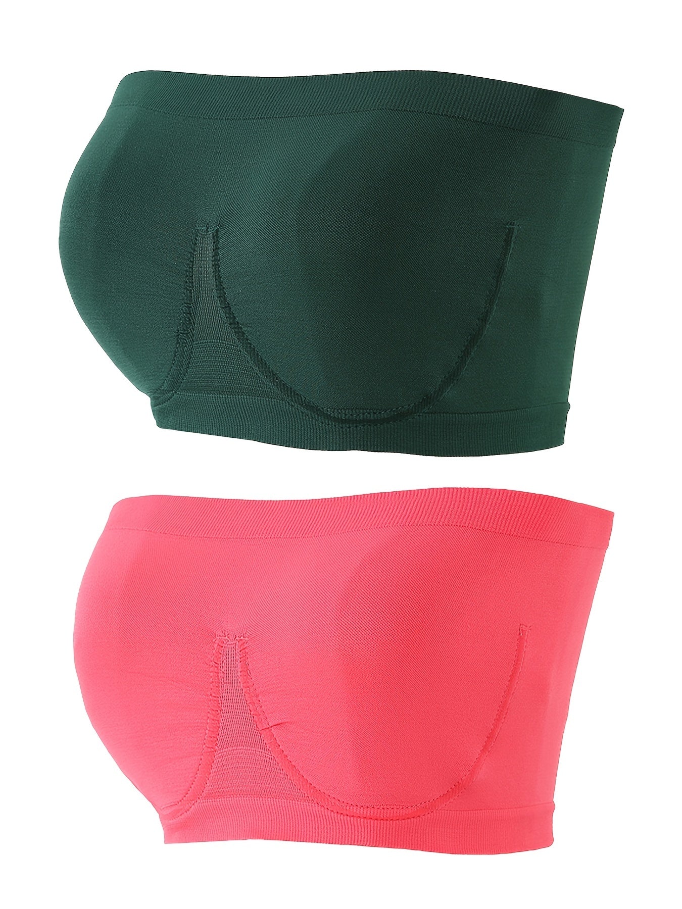 2pcs Invisible Strapless Bandeau Bras Soft & Comfy Stretch Everyday Bra