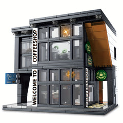 Coffee Shop Model Building Blocks Set with Lights 3D Puzzle City Street Scene