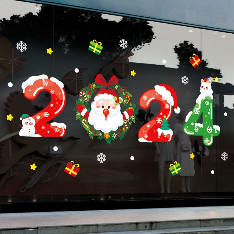 Christmas Wall Stickers Glass Door Santa Claus Window Stickers