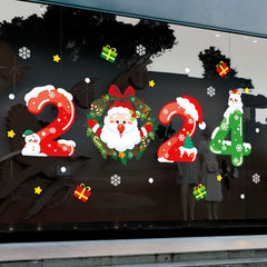 Christmas Wall Stickers Glass Door Santa Claus Window Stickers