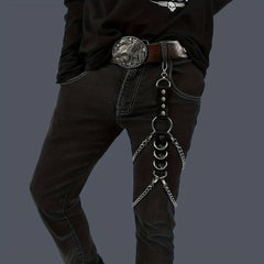 Men's Casual PU Leather Chain Leg Chain Accessories Gothic Pants Chain