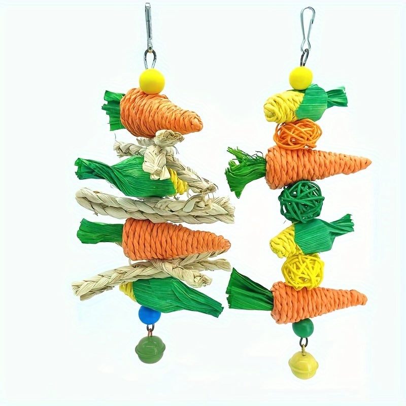 Wooden Rattan Gnawing String Bird Toy for Small Pets