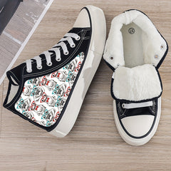 Plush Lined Chunky Canvas Sneakers High Top
