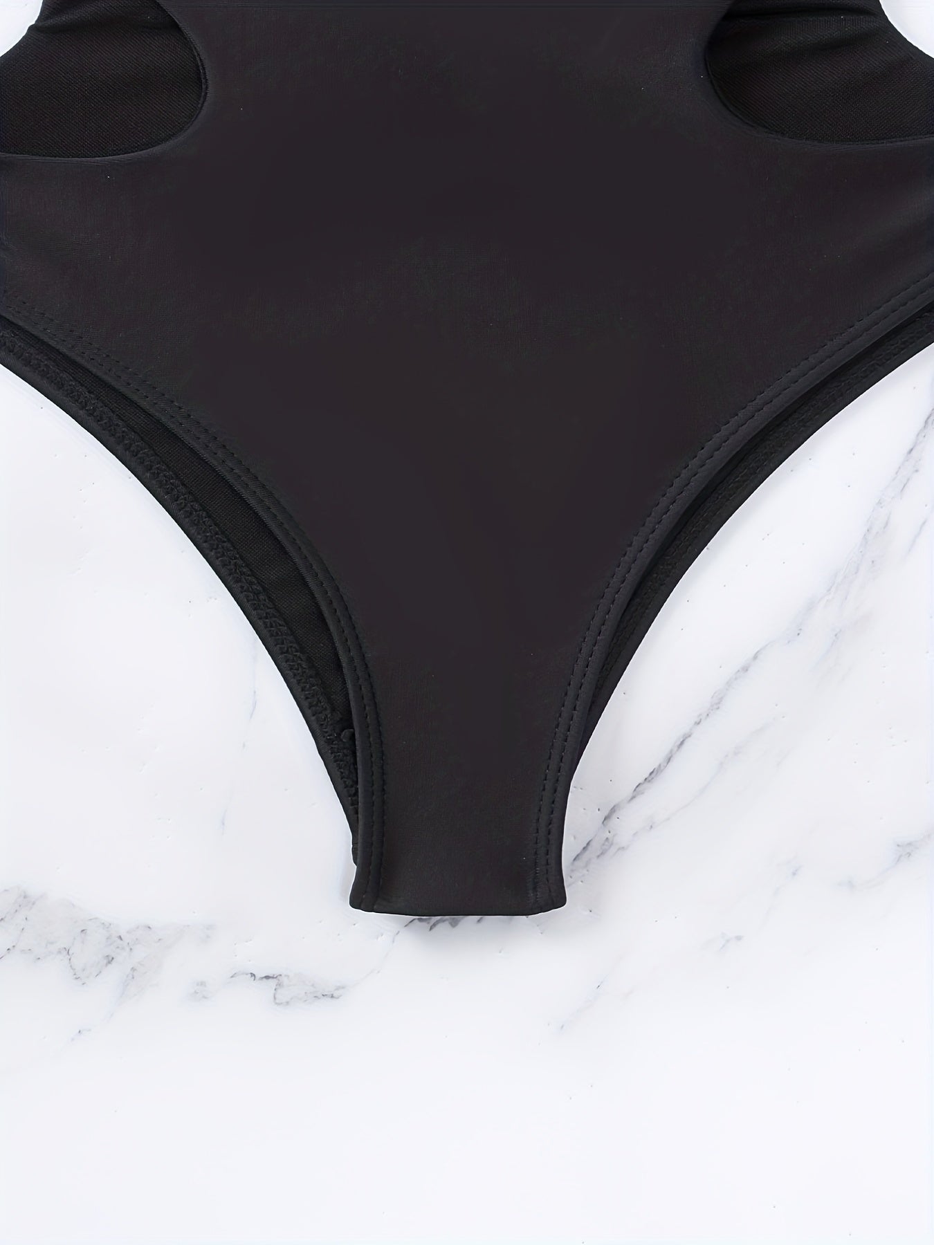 Ring Linked Bandeau Bikini Set Solid Two Piece Swimsuit