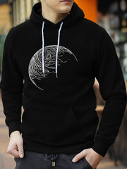 Men's Sketch Print Hoodie Casual Hooded Sweatshirt