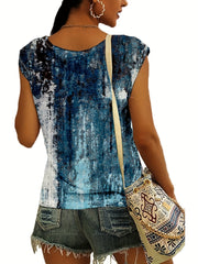 Block Print V-neck Tank Top for Women