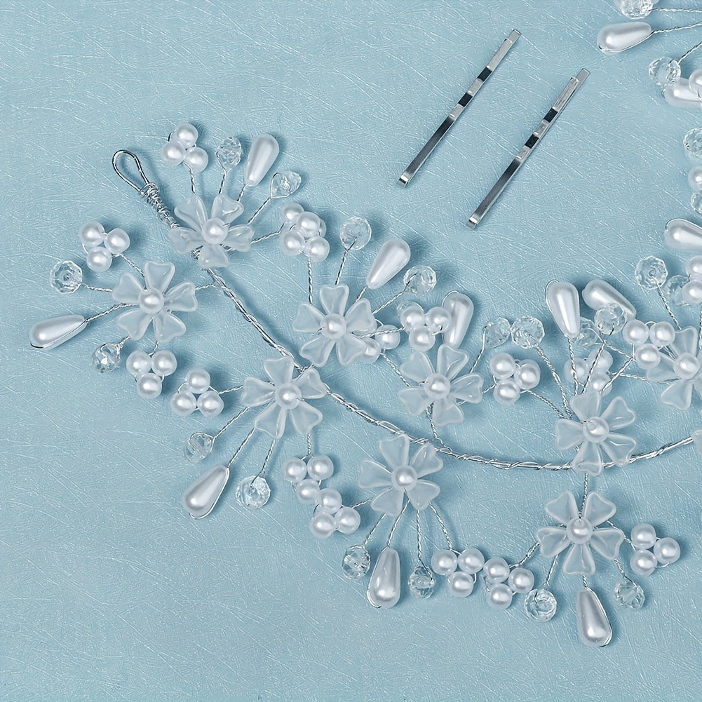 Acrylic Flower Bead Hair Clip Bridal Wedding Headband