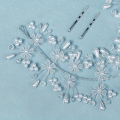 Acrylic Flower Bead Hair Clip Bridal Wedding Headband