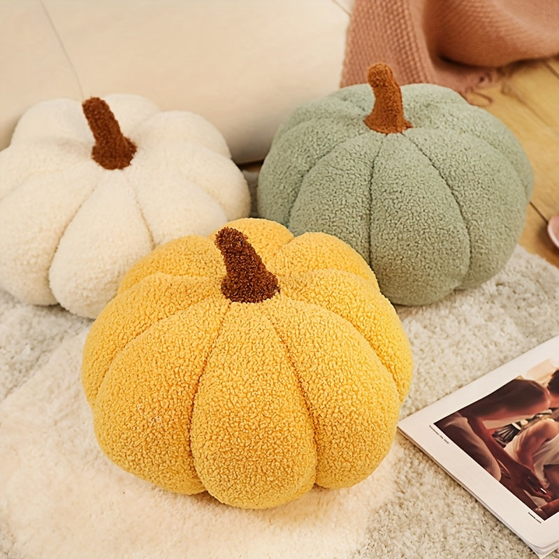 3D Fluffy Pumpkin Plush Pillow Realistic Animal Vibrant Colors for Halloween