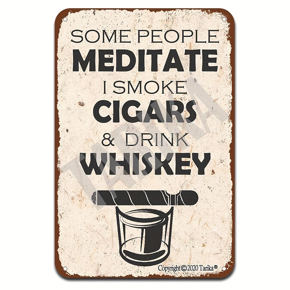 Vintage Whiskey And Cigar Bar Metal Tin Sign