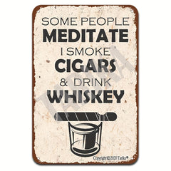 Vintage Whiskey And Cigar Bar Metal Tin Sign