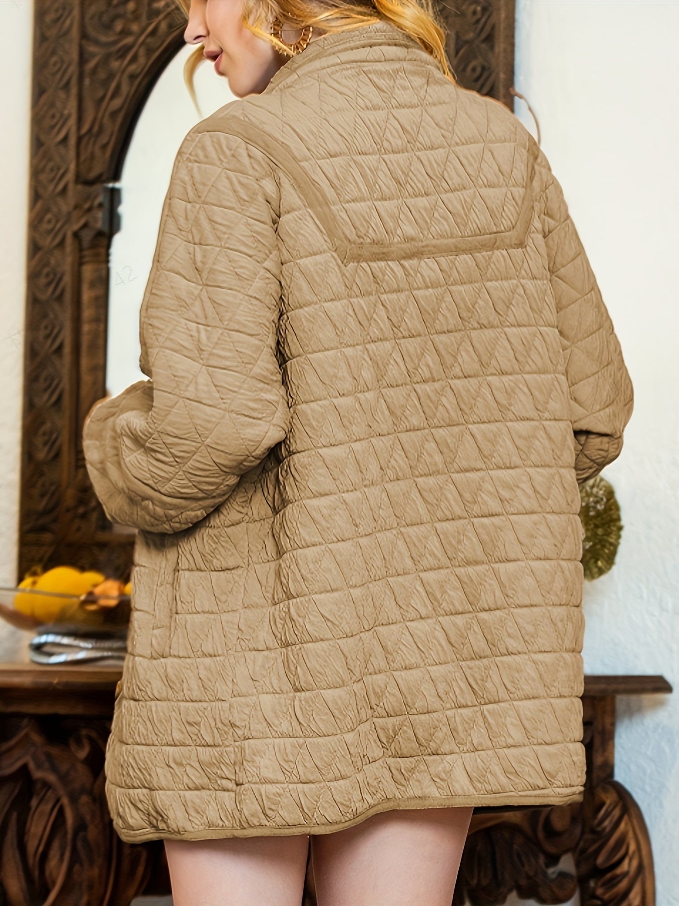 Women's Solid Lapel Button Jacket Long Sleeve