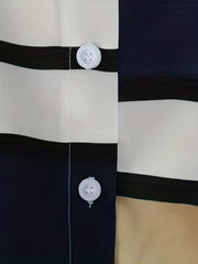Colorblock Grid Print Button Up Blouse
