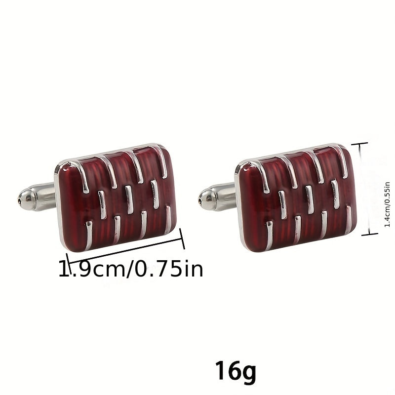 Rectangular Striped Paint Men's Shirt Cufflinks