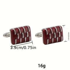 Rectangular Striped Paint Men's Shirt Cufflinks
