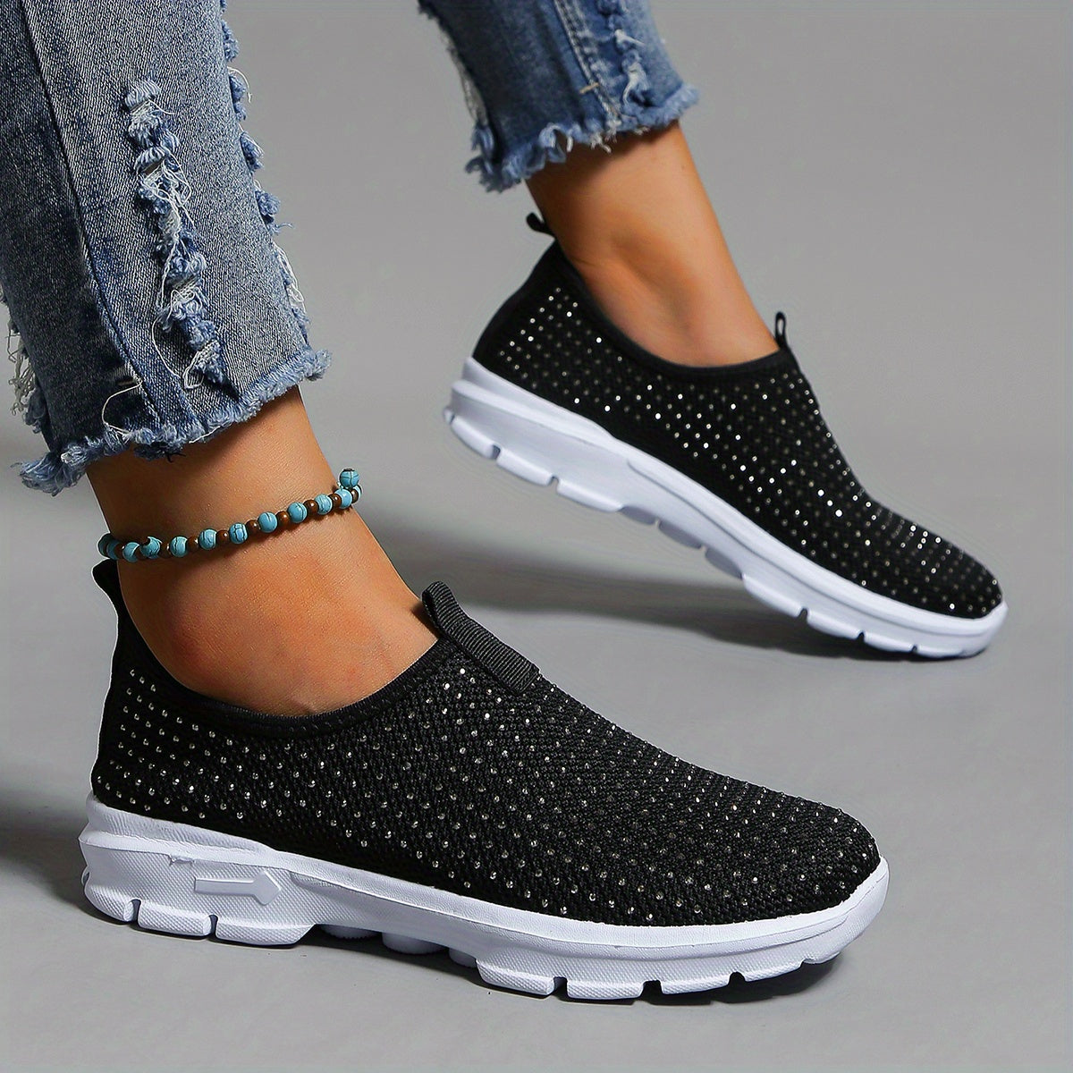 Women's Rhinestone Decor Sneakers Lightweight Outdoor Shoes