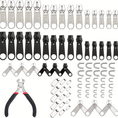 85pcs Nylon Zipper Repair Kit Replacement Slider Zipper Bottom Stop End Fix