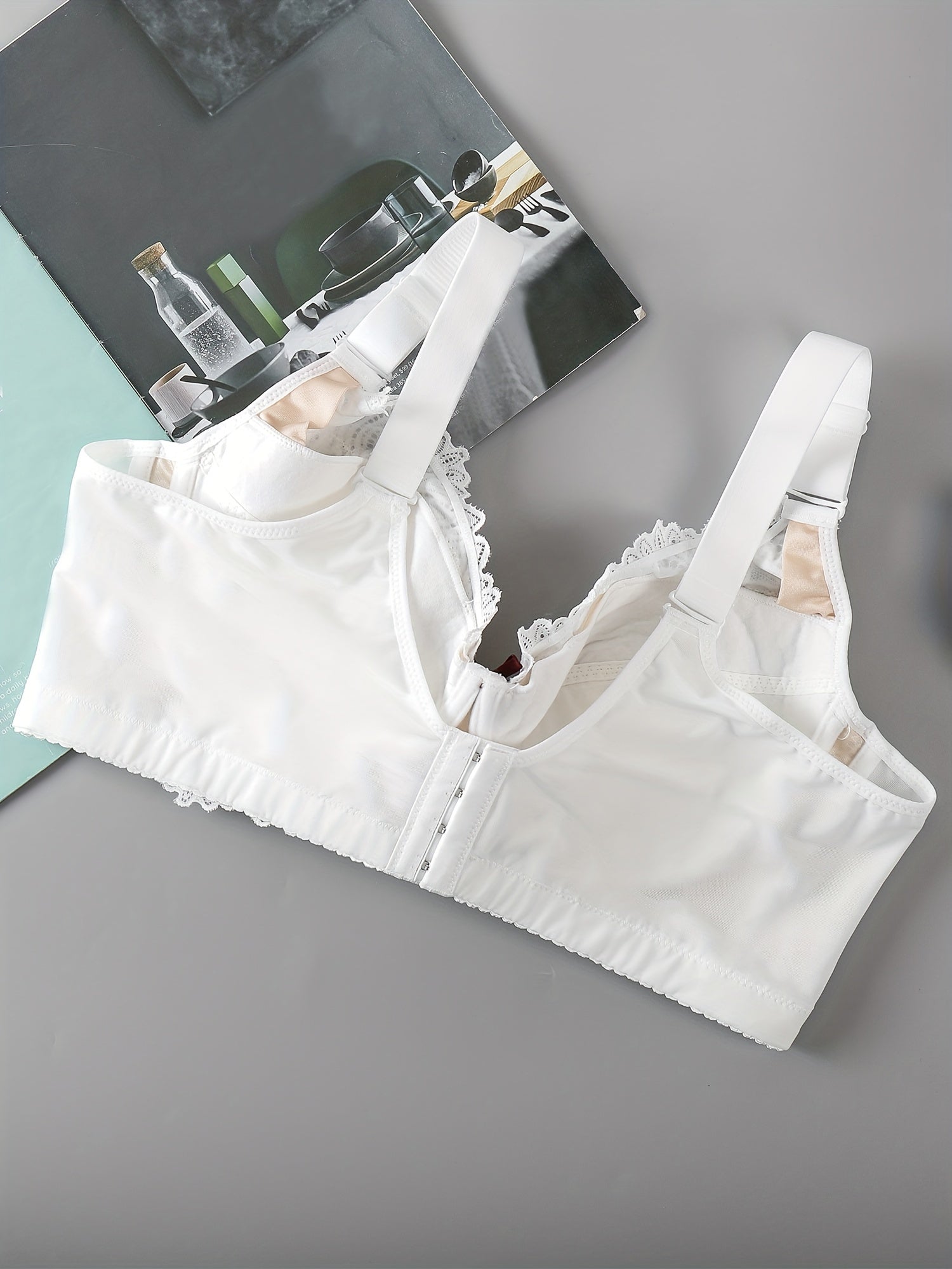 Floral Jacquard Lace Push Up Bra Plus Size