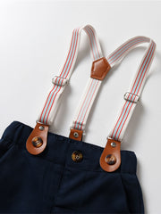 Baby Boys Striped Onesie & Suspender Shorts Set