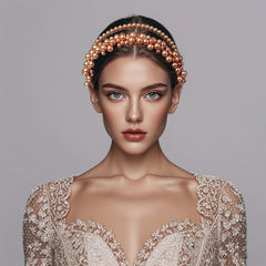 Vintage Inspired Bridal Headband with Pearl & Crystal Accents
