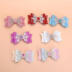 Snowflake Sequin Hair Bow Clip For Girls Kids