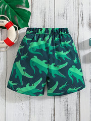 Boys Croc Print Casual Shorts for Vacation Beach Kids Summer