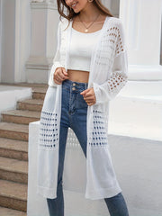 Crochet Cover Up Shirt Long Sleeves V Neck Lace Hollow Out Swimwear