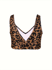 Leopard Print Sports Bra High Stretch Workout Fitness Bra