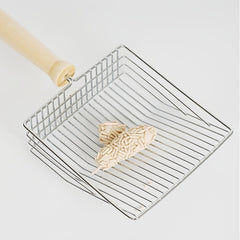 Large Silvery Wooden Handle Cat Litter Scoop for Pet Waste Cleaning
