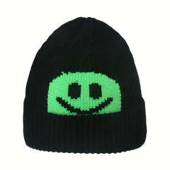 Wool Knitted Pullover Hat Smiling Face Men Women