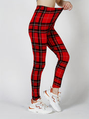 Plaid Slim Leggings High Waist Elastic Bottoms Women's Clothing