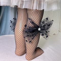 2 Pairs Girls Kids Fishnet Stockings Breathable Comfy Pantyhose