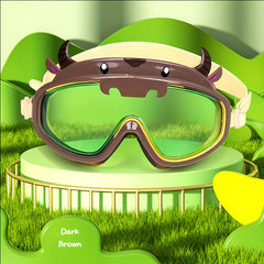 Cartoon Ox Swim Goggles Anti Fog Leakproof Large Frame for Kids 14+