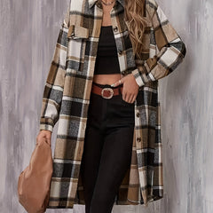 Single Breasted Flap Pockets Overcoat Long Sleeve Outwear