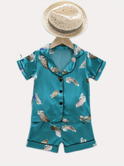 Toddler Girls Feather Graphic Pajama Set Short Sleeve Top & Shorts Sleepwear