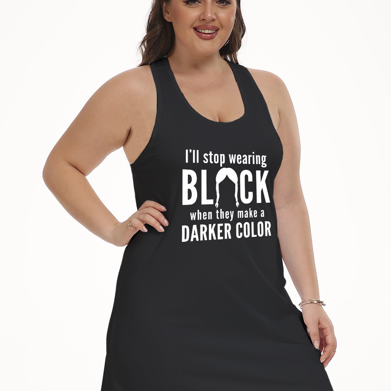 Casual Lounge Dress Women's Plus Hair & Slogan Print