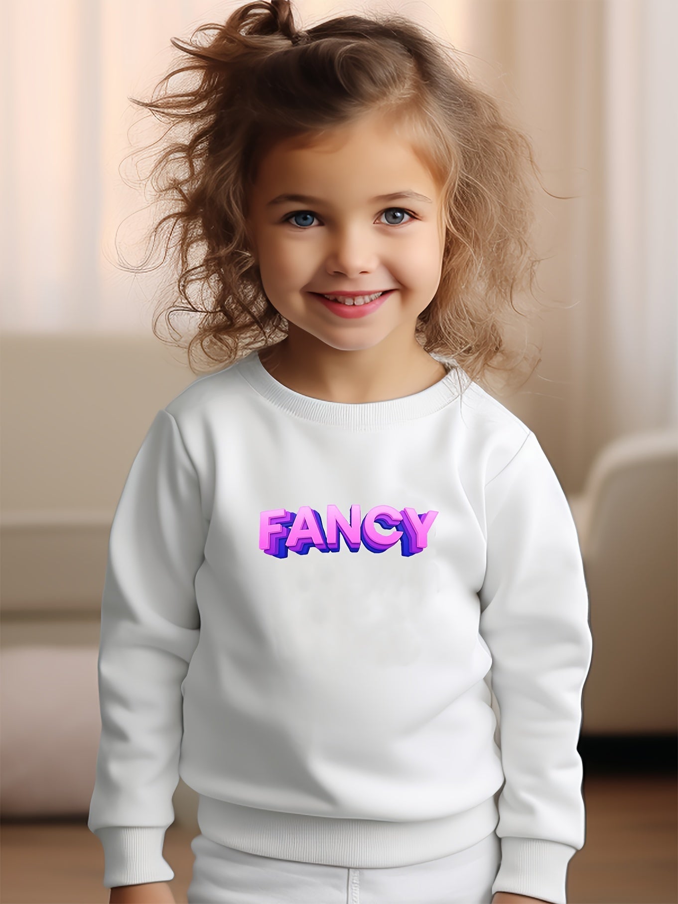 FANCY Graphic Crew Neck Sweatshirt Long Sleeve Pullover