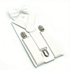 Boys' Suspender Bow Tie Set - Adjustable Y-shaped Pants with Metal Clip