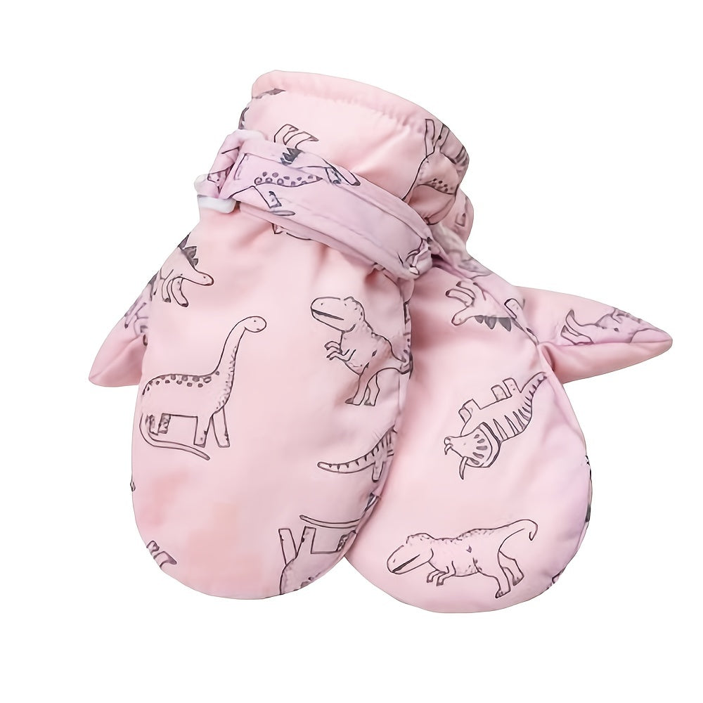 Kids Ski Gloves Cartoon Print Waterproof Warm Gloves