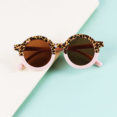 Kids Colorblock Round Frame Sunglasses with Case