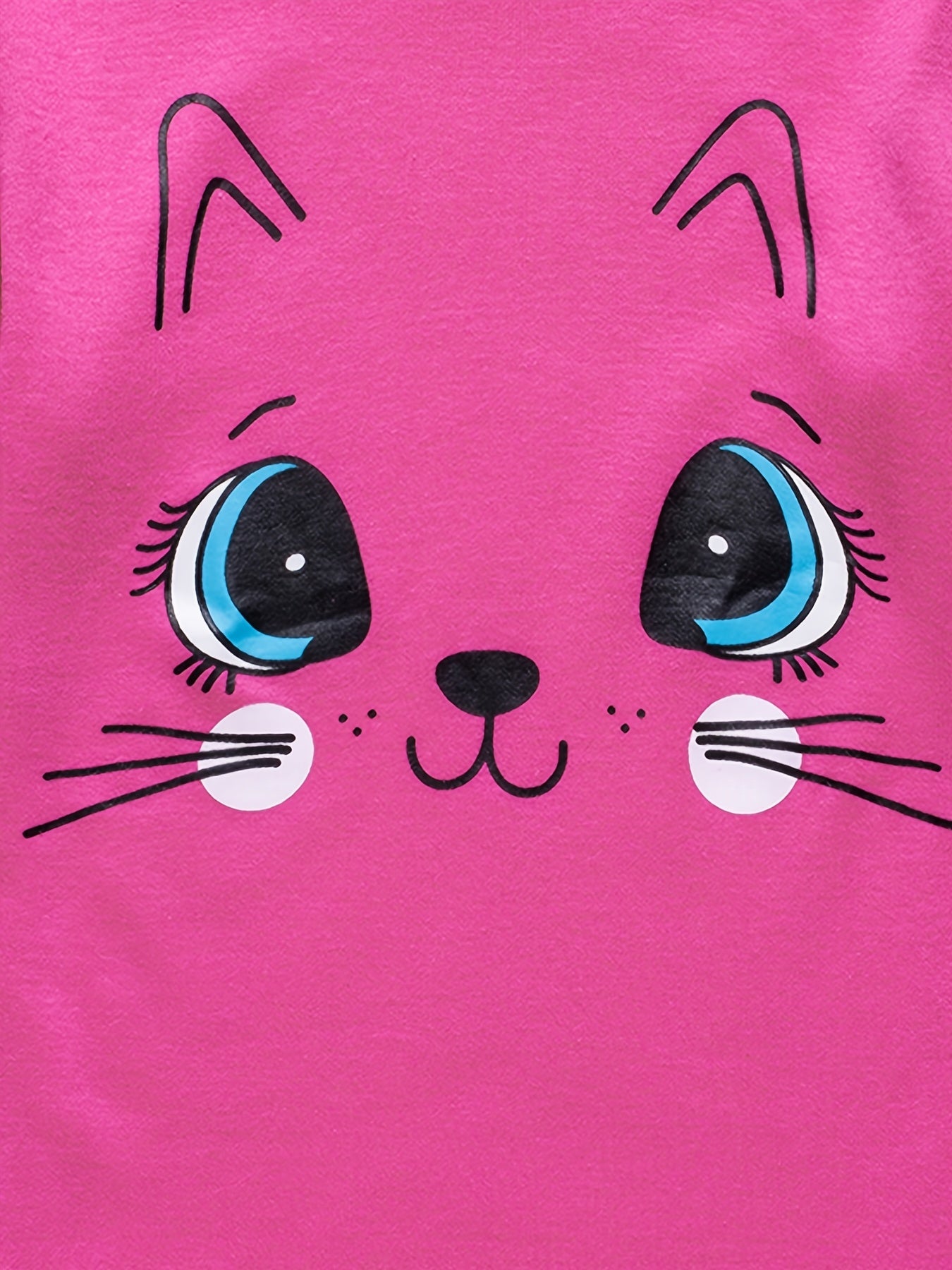 2pcs Toddler Girls Cat Graphic Pajamas Set