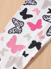 Girls' Leopard Butterfly Print Skinny Pants Leggings Ankle Length