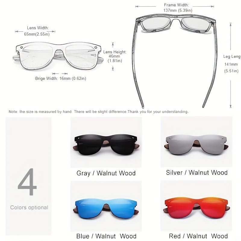 Walnut Wood Sunglasses Rimless Polarized Lenses UV400