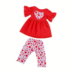 Love Heart Pattern Doll Outfit for 17 18 Inch Dolls Fits 43 Dolls Pink Red