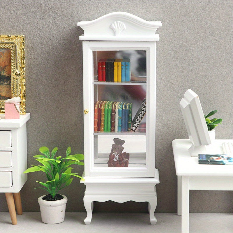 12 Dollhouse Model with Mini Furniture - Arched Top Single Door Wooden Cabinet