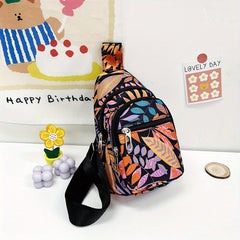 Floral Leaves Chest Bag Earphone Port Crossbody Sling Single Shoulder