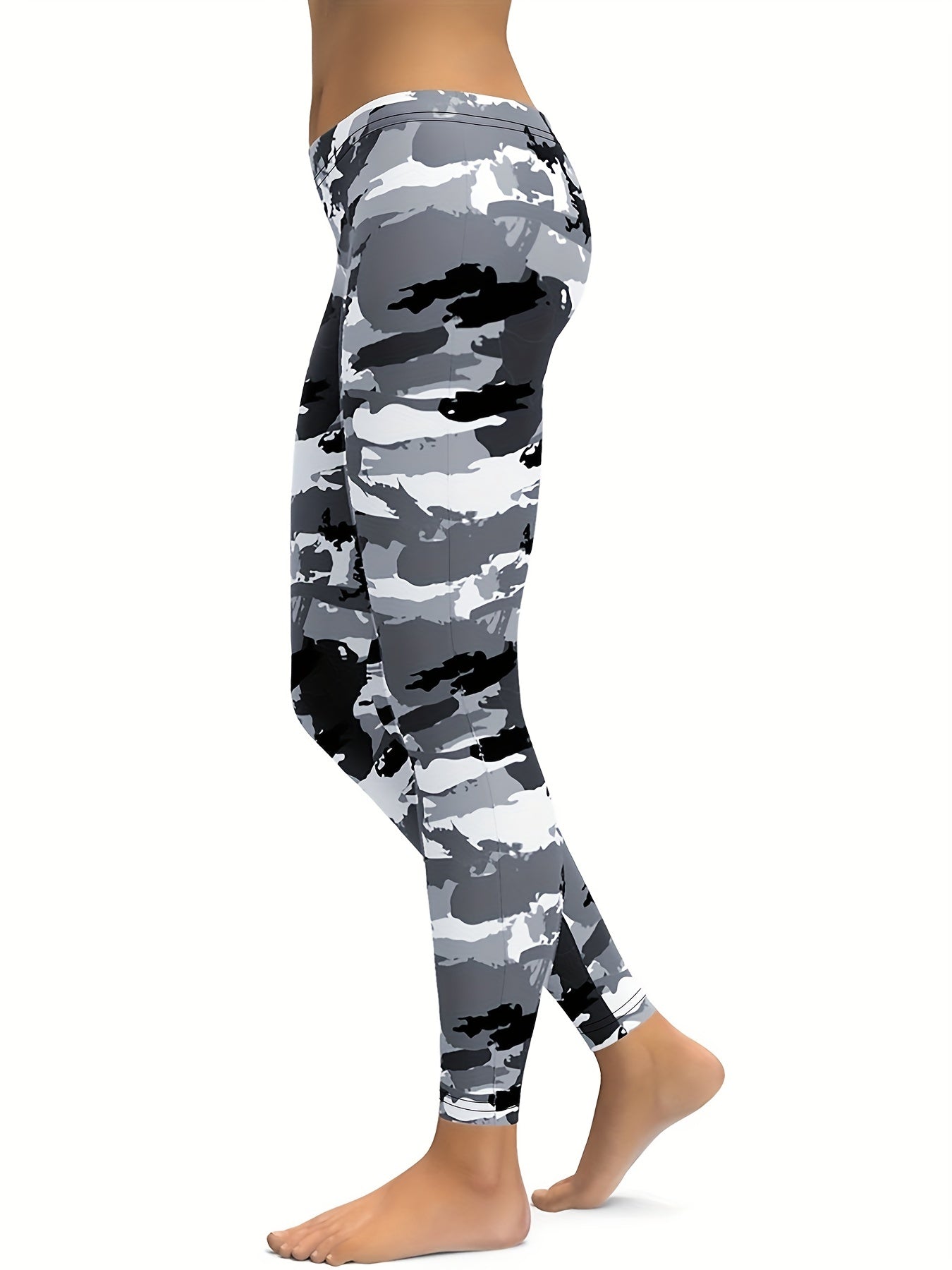 Camo Print High Waist Yoga Leggings Stretchy Workout Pants